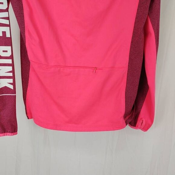 Victoria's Secret PINK ULTIMATE Half Zip Up Pink Heathered Spellout Women's Size - Picture 7 of 8